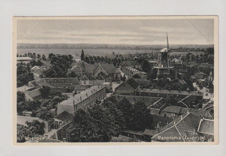 Woerden - Panorama (Zuidzijde) * 251106-67, Verzamelen, Ansichtkaarten | Nederland, Gelopen, Utrecht, 1920 tot 1940, Ophalen of Verzenden
