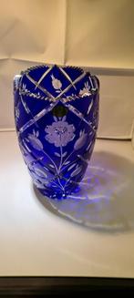 kristallen vaas, Blauw, Ophalen of Verzenden, Minder dan 50 cm, Glas