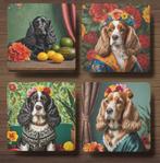 Cockerspaniël Frida Kahlo onderzetters met houder, Ophalen of Verzenden, Nieuw, Glas of Kopje