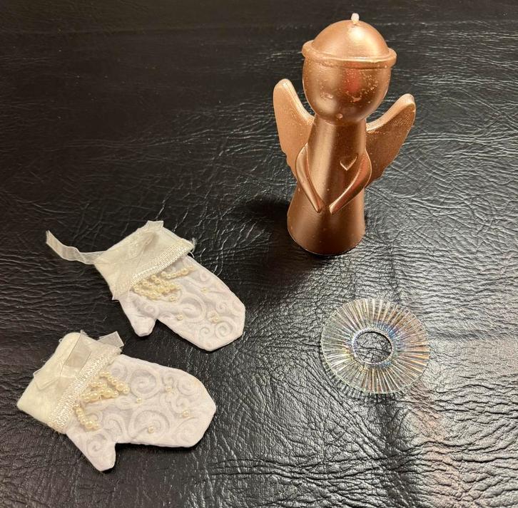 luxe kerst kaars set Engel + decoratiewanten + kaarsenring, Huis en Inrichting, Woonaccessoires | Kandelaars en Kaarsen, Nieuw