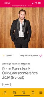 2 kaarten Peter Pannekoek - Goudse Schouwburg Zaterdag 8 nov, Tickets en Kaartjes, Theater | Cabaret en Komedie, Twee personen