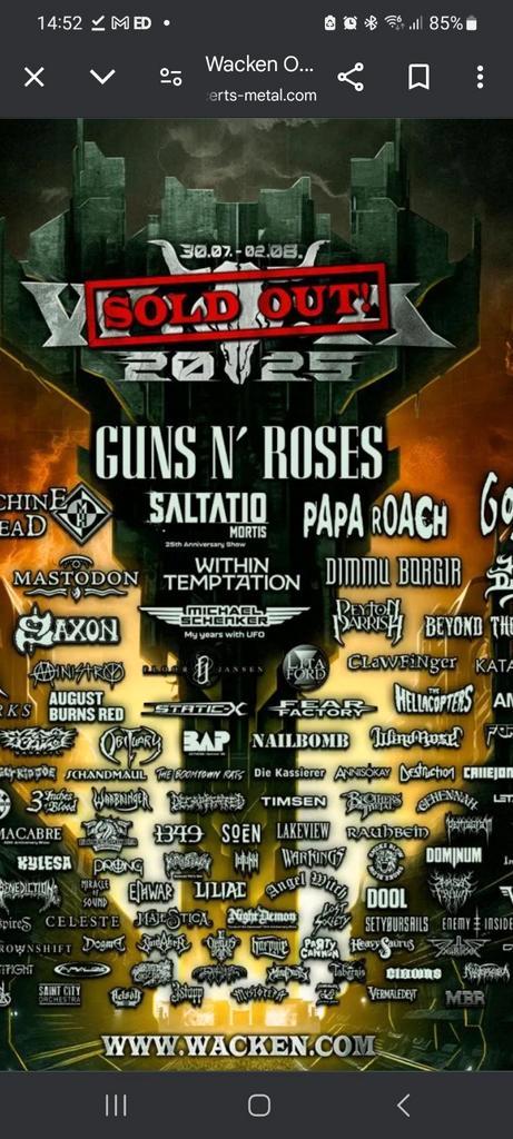 2 tickets voor wacken open air 2025, Tickets en Kaartjes, Evenementen en Festivals, Twee personen, Meerdaags
