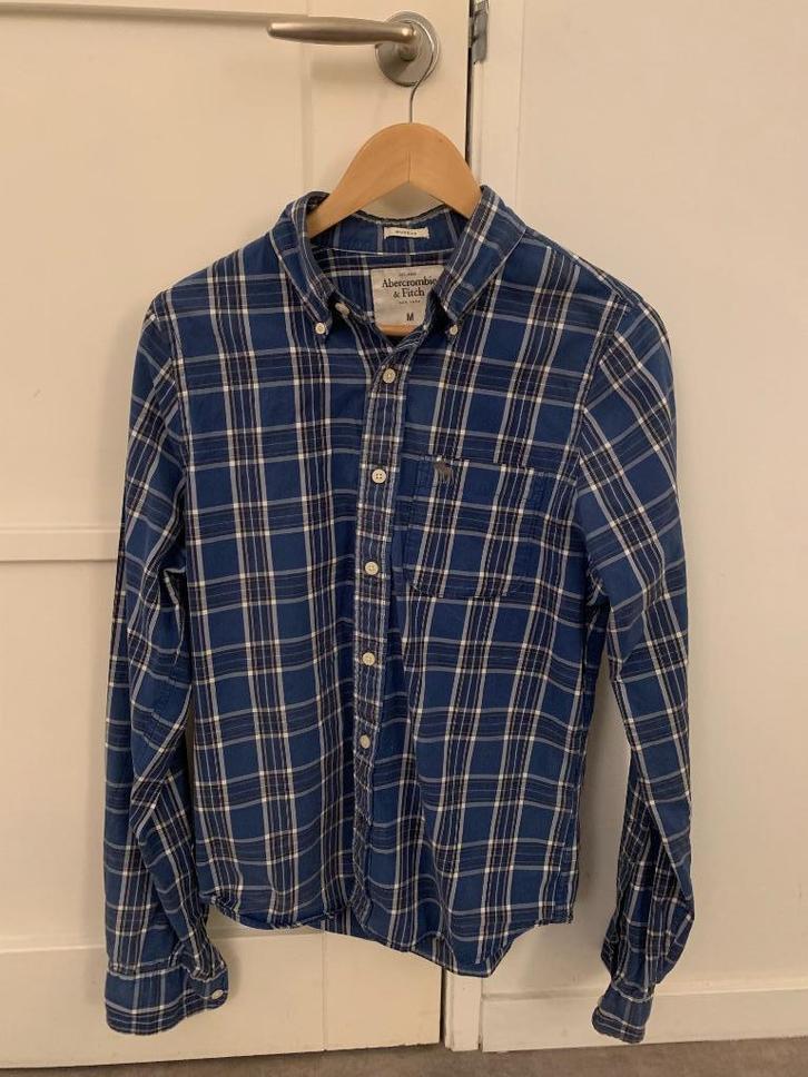 Overhemd - Muscle fit - A&F - Maat : M, Kleding | Heren, Overhemden, Zo goed als nieuw, Halswijdte 39/40 (M), Blauw, Ophalen of Verzenden