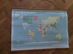 Wereldkaart op houten latten 70x100cm, Ophalen of Verzenden, Zo goed als nieuw