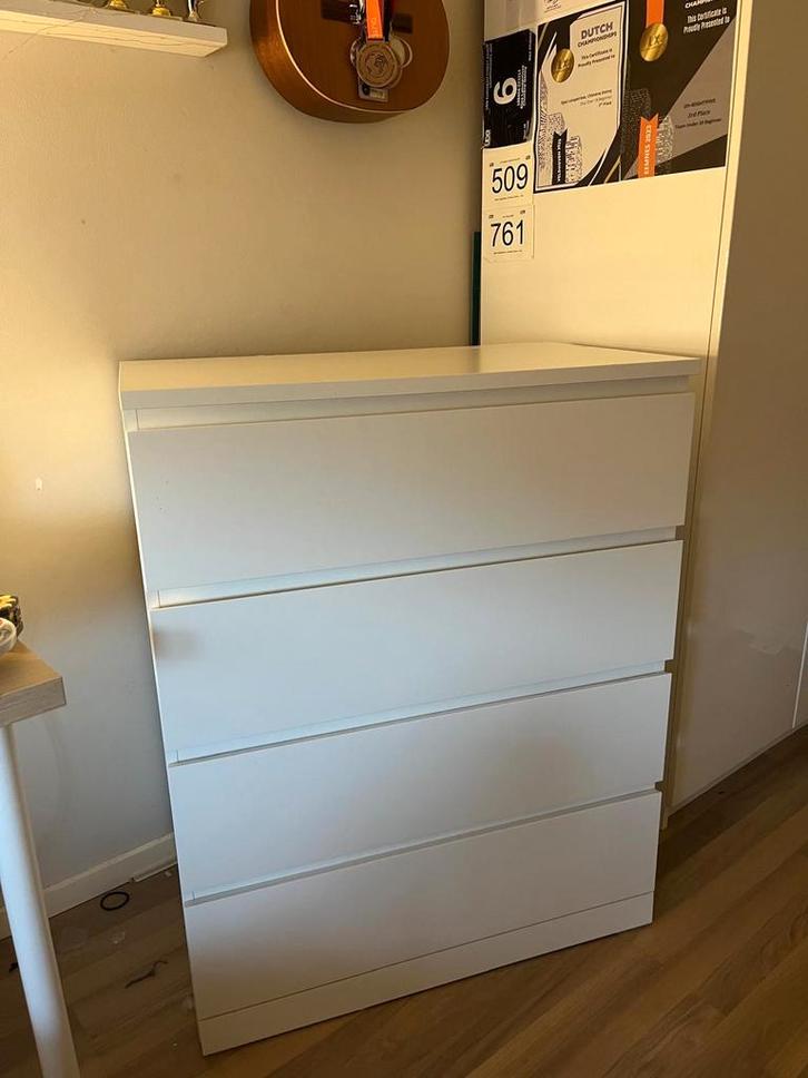 Ikea Malm ladekast - wit, 4 lades, Huis en Inrichting, Kasten | Kledingkasten, Gebruikt, Minder dan 100 cm, Minder dan 50 cm, 25 tot 50 cm