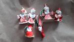6 oude retro kerstmannetje en kerstvrouw met dennenboom., Ophalen of Verzenden, Zo goed als nieuw
