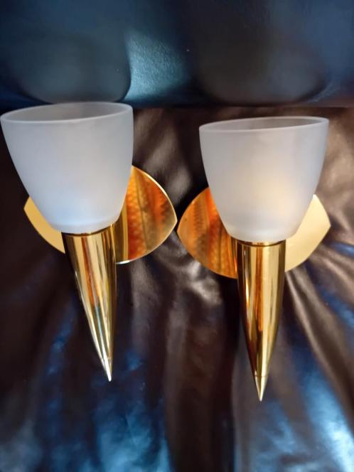 2 x Leola Italianse design wandlampen., Huis en Inrichting, Lampen | Wandlampen, Zo goed als nieuw, Glas, Metaal, Ophalen of Verzenden