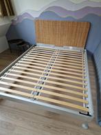 Ikea DELAKTIG bed met rotan hoofdbord - 160 cm, Huis en Inrichting, Slaapkamer | Bedden, Ophalen, Gebruikt, Tweepersoons, Landelijk