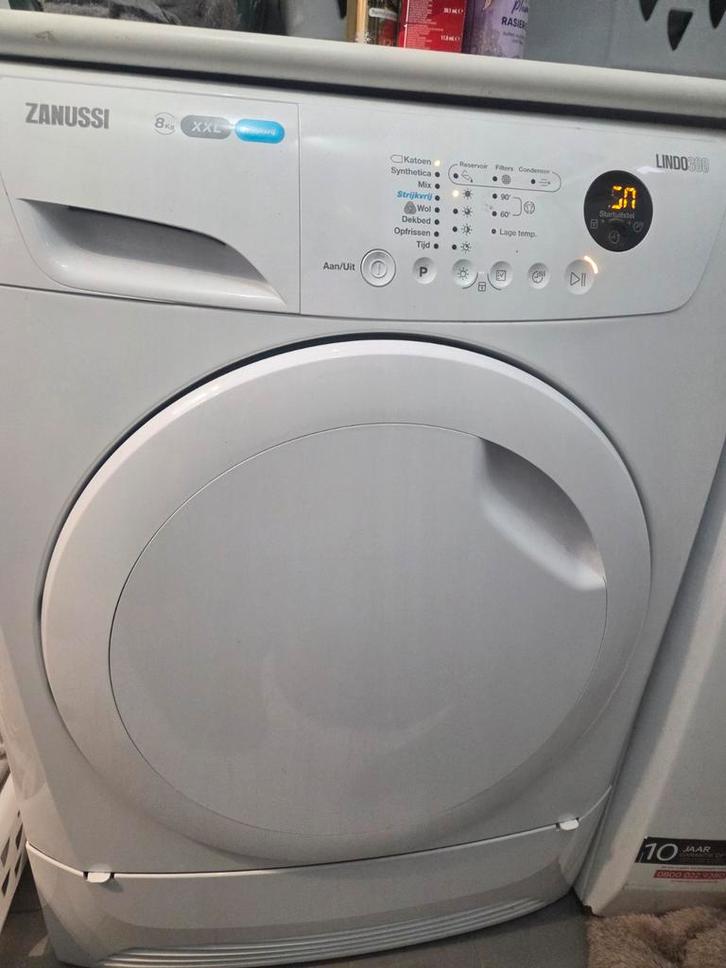 Zanussi Lindo droger 8kg, Witgoed en Apparatuur, Wasdrogers, Gebruikt, Condens, 6 tot 8 kg, 85 tot 90 cm, Anti-kreukfase, Ophalen