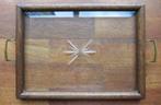 Antiek dienblad met geslepen glas, Ophalen of Verzenden