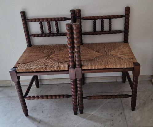 Nette antieke hoekstoeltjes met rieten zitting (als set), Antiek en Kunst, Antiek | Meubels | Stoelen en Banken, Ophalen