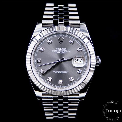 Rolex Datejust 41 126334 Slate diamond dial Fullset 06-2023, Sieraden, Tassen en Uiterlijk, Horloges | Heren, Zo goed als nieuw