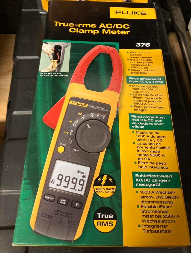 Nieuw: Fluke 376 True-rms AC/DC Clamp Meter, Doe-het-zelf en Verbouw, Gereedschap | Handgereedschap, Zo goed als nieuw, Ophalen of Verzenden