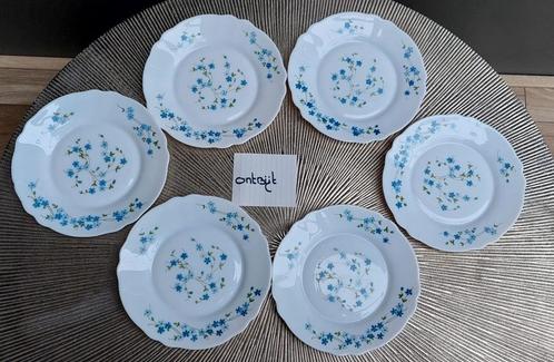 6 Myosotis vergeet-mij-nietjes arcopal ontbijt borden, Huis en Inrichting, Keuken | Servies, Zo goed als nieuw, Bord(en), Overige stijlen