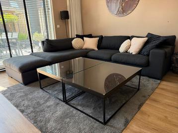 Salontafel (zwart + glasplaat)