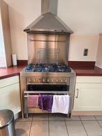 RVS Gasfornuis met Afzuigkap en Spatwand, Witgoed en Apparatuur, Fornuizen, Ophalen, Gebruikt, 60 cm of meer, 4 kookzones