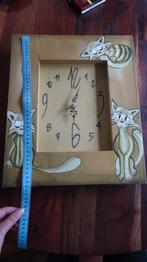katten klok hout nieuw, Ophalen of Verzenden, Nieuw, Analoog, Wandklok