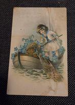 Antieke ansichtkaart - Meisje in roeiboot, Verzamelen, Ansichtkaarten | Themakaarten, Verzenden, Voor 1920, Gelopen, Kinderen
