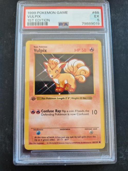 Pokemon Vulpix 1st edition Shadowless PSA 5 kaart, Hobby en Vrije tijd, Verzamelkaartspellen | Pokémon, Zo goed als nieuw, Ophalen of Verzenden