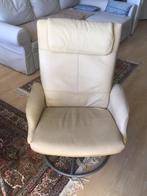 Mooie relax fauteuil met 2 voetensteunen, Leer, 75 tot 100 cm, Zo goed als nieuw, 50 tot 75 cm