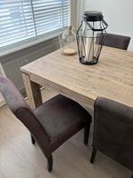 6 NETTE STOELEN EETKAMER BRUINE STOFFERING, Ophalen, Zo goed als nieuw, Bruin