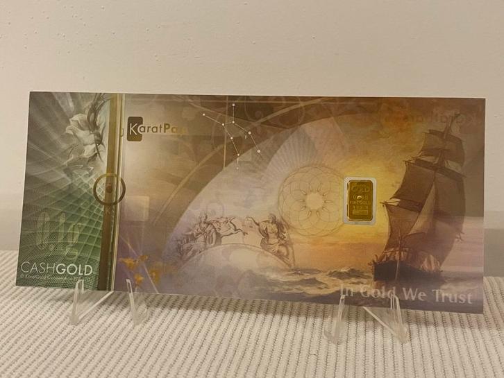 KaratPay CashGold 0,1g puur goud in bankbiljet | 9999, Postzegels en Munten, Edelmetalen en Baren, Goud, Ophalen of Verzenden