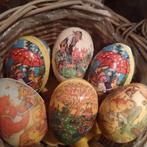 6 oude papier-mâche paaseieren, Verzenden