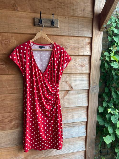 King Louie jurk rode polkadot stippen - maat L - travelstof, Kleding | Dames, Jurken, Zo goed als nieuw, Maat 42/44 (L), Rood