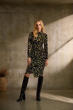 Ribkoff luxe jurk zwart lime dessin lange mouw colletje 38, Maat 38/40 (M), Overige kleuren, Verzenden, Joseph Ribkoff