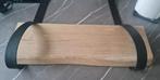 Robuuste eiken houten wandplank * met leren banden, Ophalen of Verzenden, Zo goed als nieuw, Rechthoekig, Hout