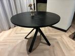 Ronde zwarte massief eiken eettafel, Ophalen of Verzenden, Zo goed als nieuw, Rond, 100 tot 150 cm
