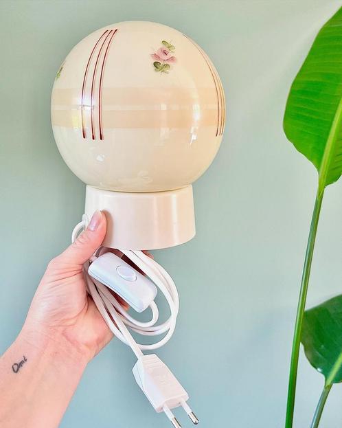 Vintage lampenkap tafellamp nachtlampje, Huis en Inrichting, Lampen | Tafellampen, Gebruikt, Minder dan 50 cm, Ophalen of Verzenden