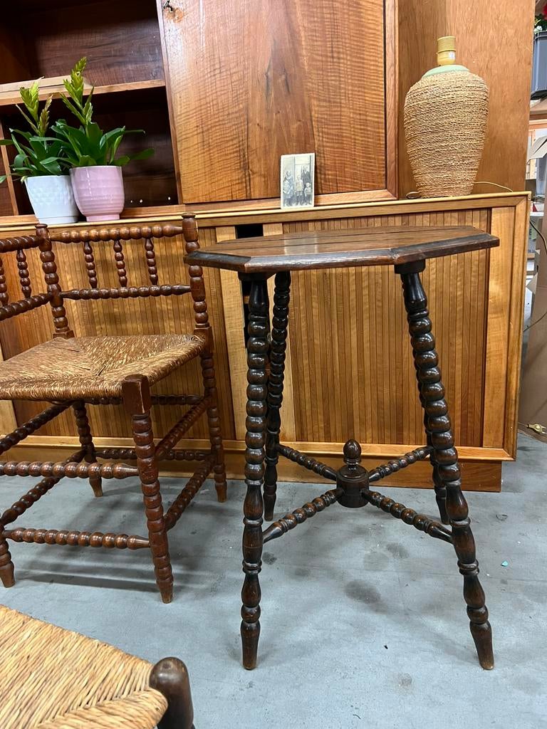 Antiek eiken bobbin bijzettafel ca. 1900, Ophalen of Verzenden