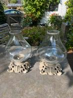 2 grote windlichten.voor smalle & brede kaarsen, grijs/beige, Antiek en Kunst, Ophalen