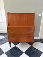Vintage bureau secretaire met lades en klep uit 60’er jaren, Huis en Inrichting, Kasten | Secretaires, Ophalen, Gebruikt