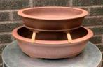 Bonsai schalen set van twee handgemaakt gemerkt aardewerk, Nieuw, Ophalen of Verzenden, Minder dan 25 cm, Overige vormen