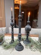 Set van 3 Stoere Houten Kandelaars - hoffz aura peeperkorn, Ophalen of Verzenden, Gebruikt, Hout, 50 tot 75 cm