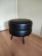 Vintage unieke zwarte poef/stof Schotse ruit/jaren '40., Ophalen, Gebruikt, Rond