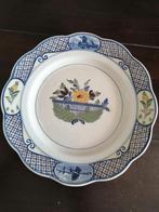 Antiek Hollandse handbeschilderde wandbord met zonnebloem, Antiek en Kunst, Ophalen of Verzenden