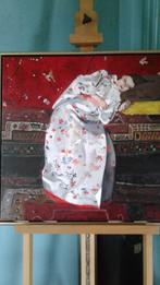 Meisje in kimono, olieverfschilderij, Antiek en Kunst, Ophalen of Verzenden