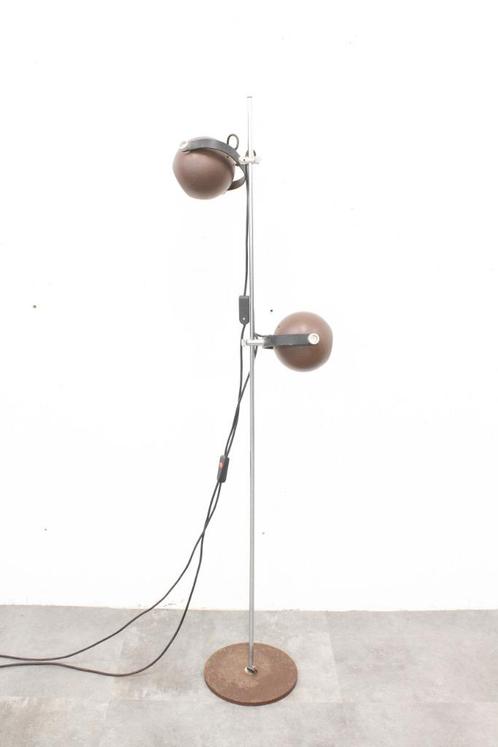 70s Vintage bollenlamp bruin vloerlamp retro Herda, Huis en Inrichting, Lampen | Vloerlampen, Gebruikt, 100 tot 150 cm, Metaal