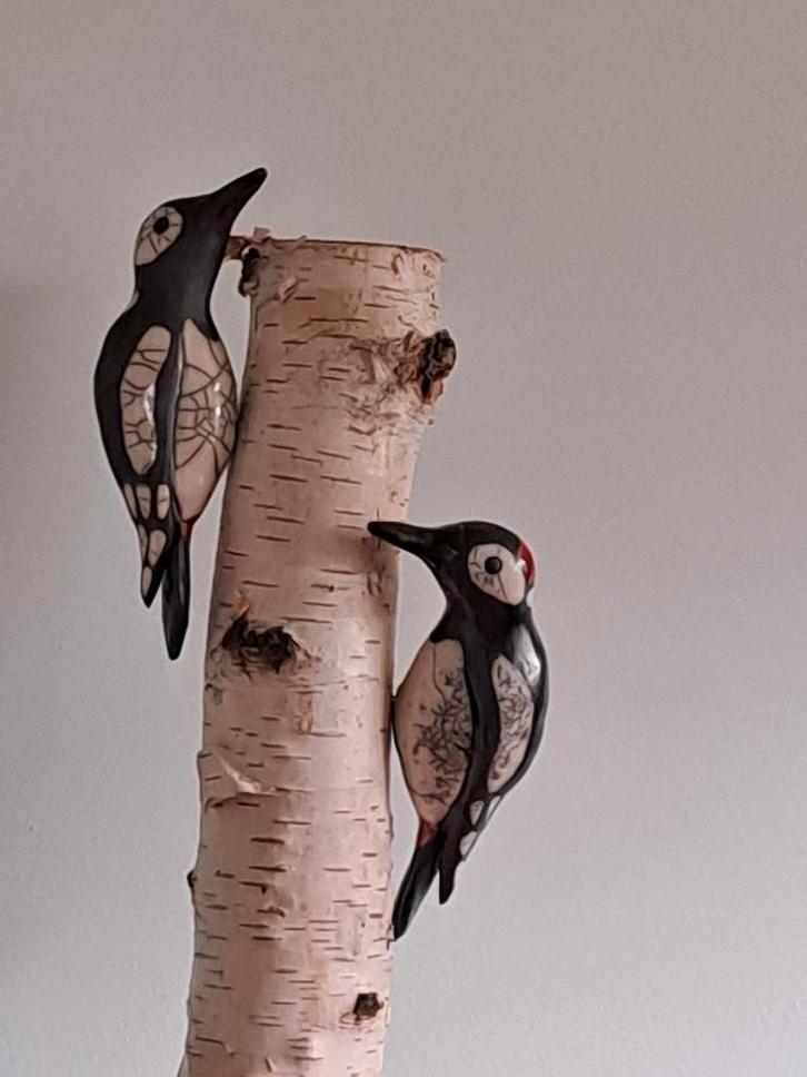 bonte specht keramiek raku, Antiek en Kunst, Kunst | Beelden en Houtsnijwerken, Ophalen of Verzenden
