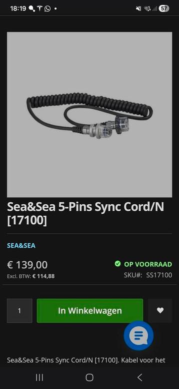 Sea&Sea 5-Pins Sync Cord/N [17100] beschikbaar voor biedingen