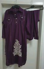 Maat M paars wit geborduurde pak indiase Marokkaanse Turkse, Kleding | Dames, Ophalen of Verzenden, Zo goed als nieuw, Maat 38/40 (M)