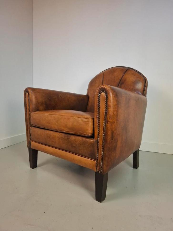 Schitterende Schapenleren Clubfauteuil Leren Fauteuil, Huis en Inrichting, Fauteuils, Gebruikt, Leer, 75 tot 100 cm, 75 tot 100 cm