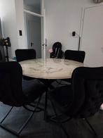 Marmeren eettafel + 4 velvet stoelen te koop!, Huis en Inrichting, Tafels | Eettafels, Ophalen, Zo goed als nieuw, Rond, 100 tot 150 cm