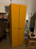 Vintage locker kast 2 deurs oker geel, Gebruikt, Ophalen of Verzenden