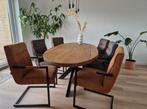 Mooie ovale eettafel (teak) met 6 comfortabele stoelen., Ophalen