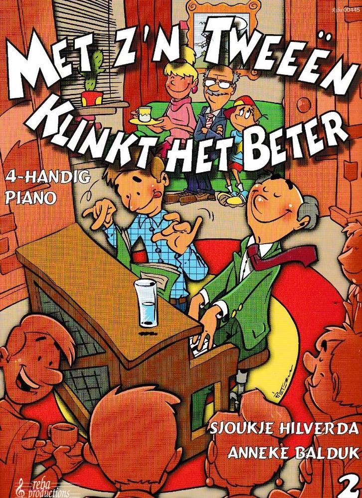 Met Zn Tweeen klinkt het beter 4 hands (deel 1 en 2 ), Muziek en Instrumenten, Bladmuziek, Zo goed als nieuw, Les of Cursus, Piano
