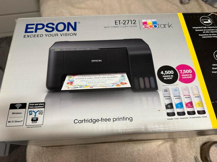 Epson EcoTank ET-2712 All-in-One Printer - Nieuwstaat, Computers en Software, Printers, Zo goed als nieuw, All-in-one, Inkjetprinter